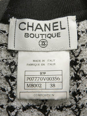 1997年製 ツイードCCマークボタン半袖ニットカーディガン ホワイト/ブラック