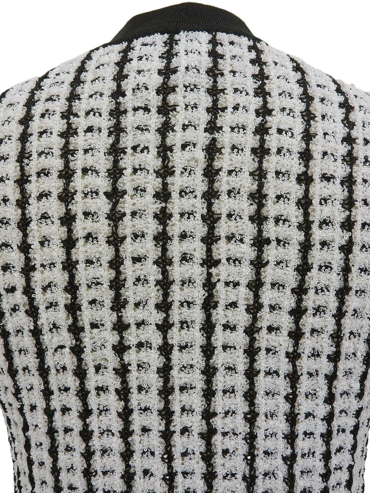 1997年製 ツイードCCマークボタン半袖ニットカーディガン ホワイト/ブラック