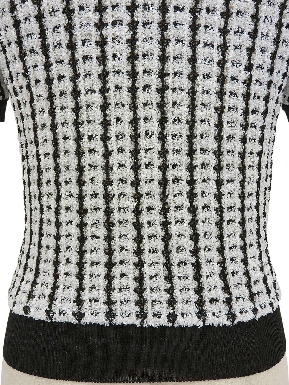 1997年製 ツイードCCマークボタンハーフスリーブニットカーディガン ホワイト/ブラック