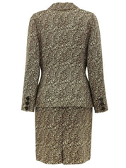 ウールヘリンボーンパターンロゴボタンセットアップ ベージュ/ブラウン