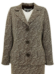 ウールヘリンボーンパターンロゴボタンセットアップ ベージュ/ブラウン