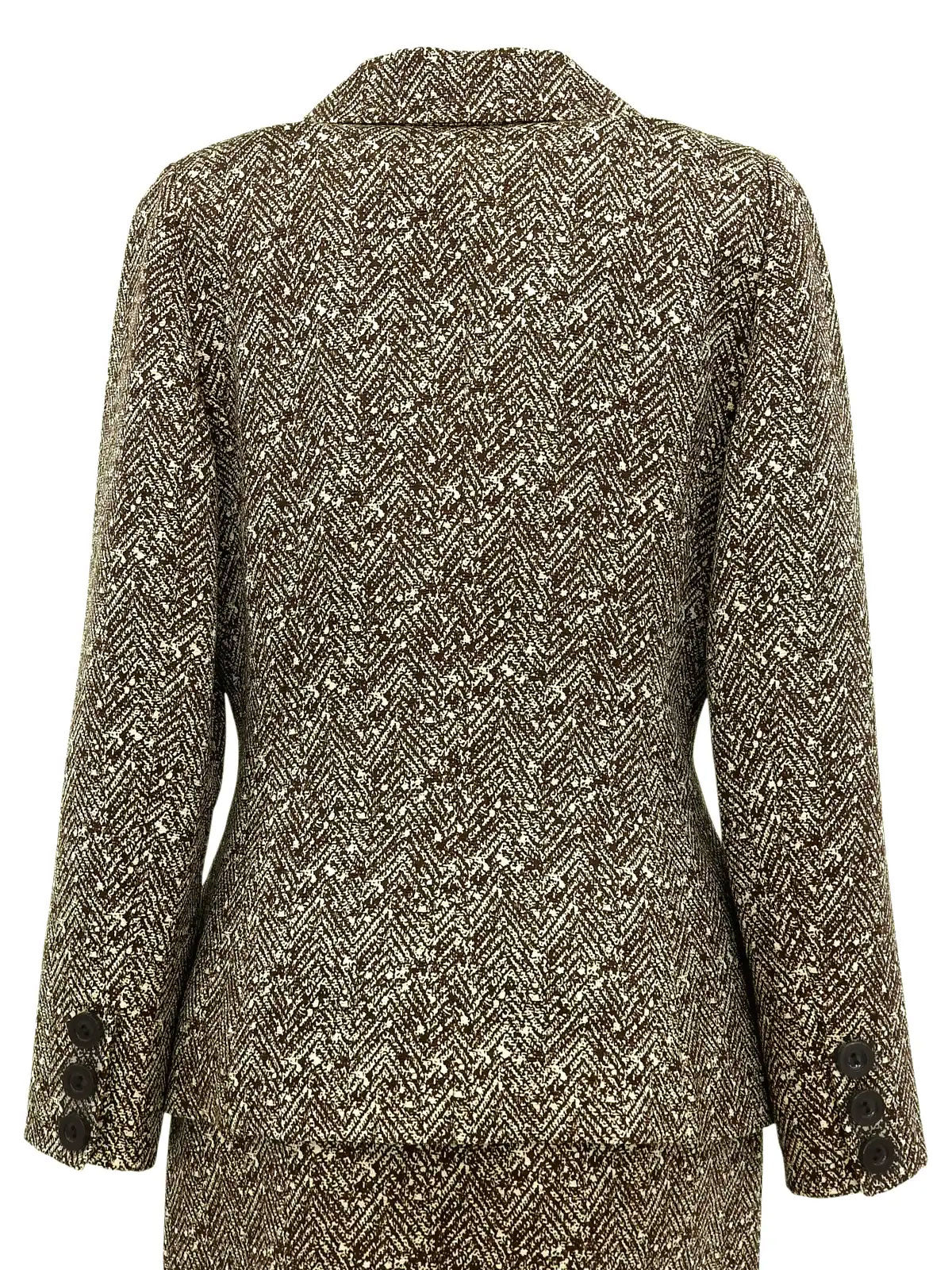 ウールヘリンボーンパターンロゴボタンセットアップ ベージュ/ブラウン