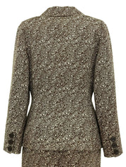 ウールヘリンボーンパターンロゴボタンセットアップ ベージュ/ブラウン