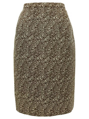 Wool herringbone pattern logo button set in beige/brown