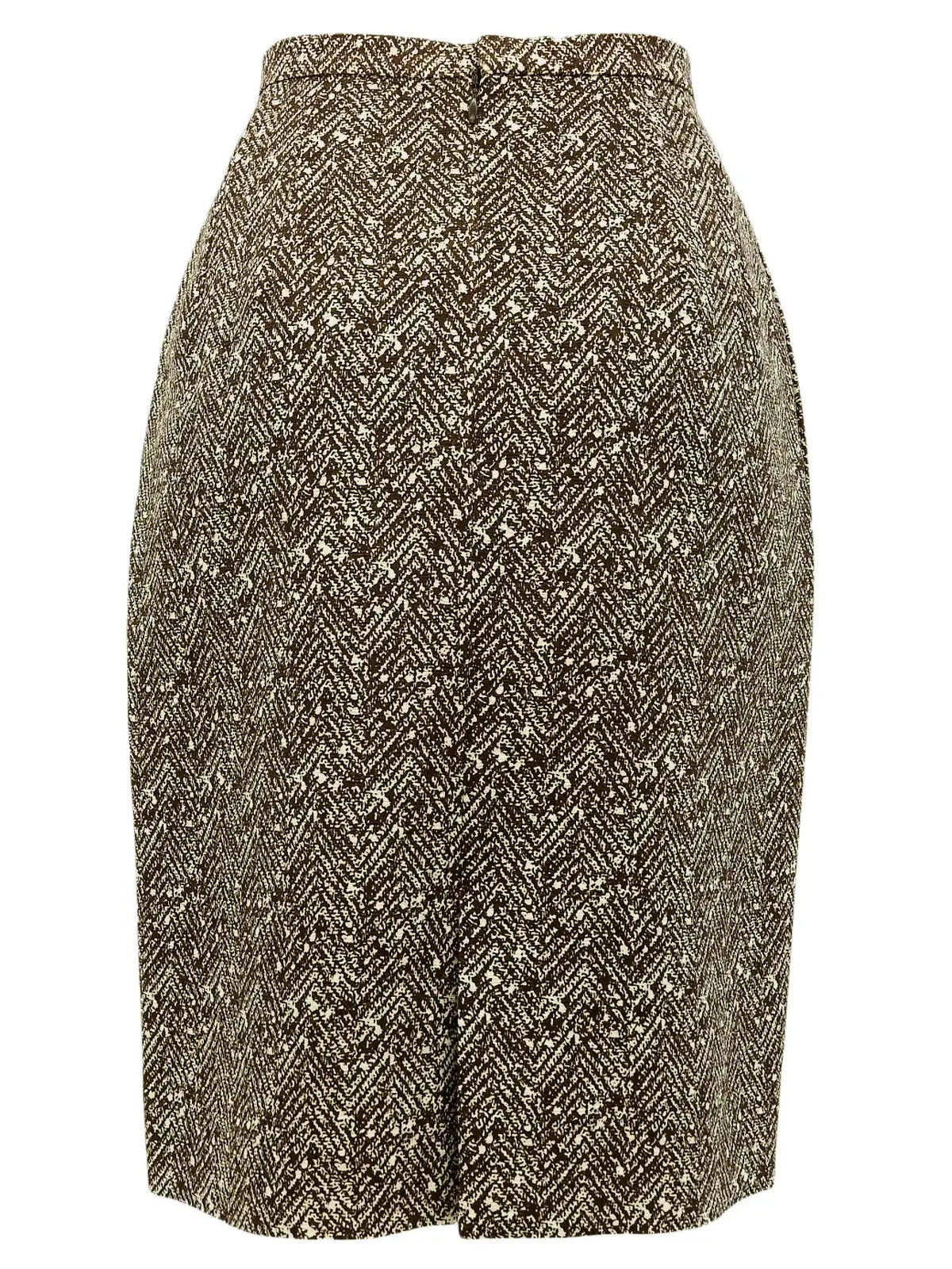 Wool herringbone pattern logo button set in beige/brown