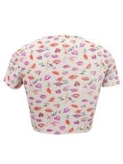 1995年製 リップパターンCCマークハーフスリーブトップス アイボリー/マルチカラー