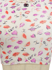 1995年製 リップパターンCCマーク半袖トップス アイボリー/マルチカラー