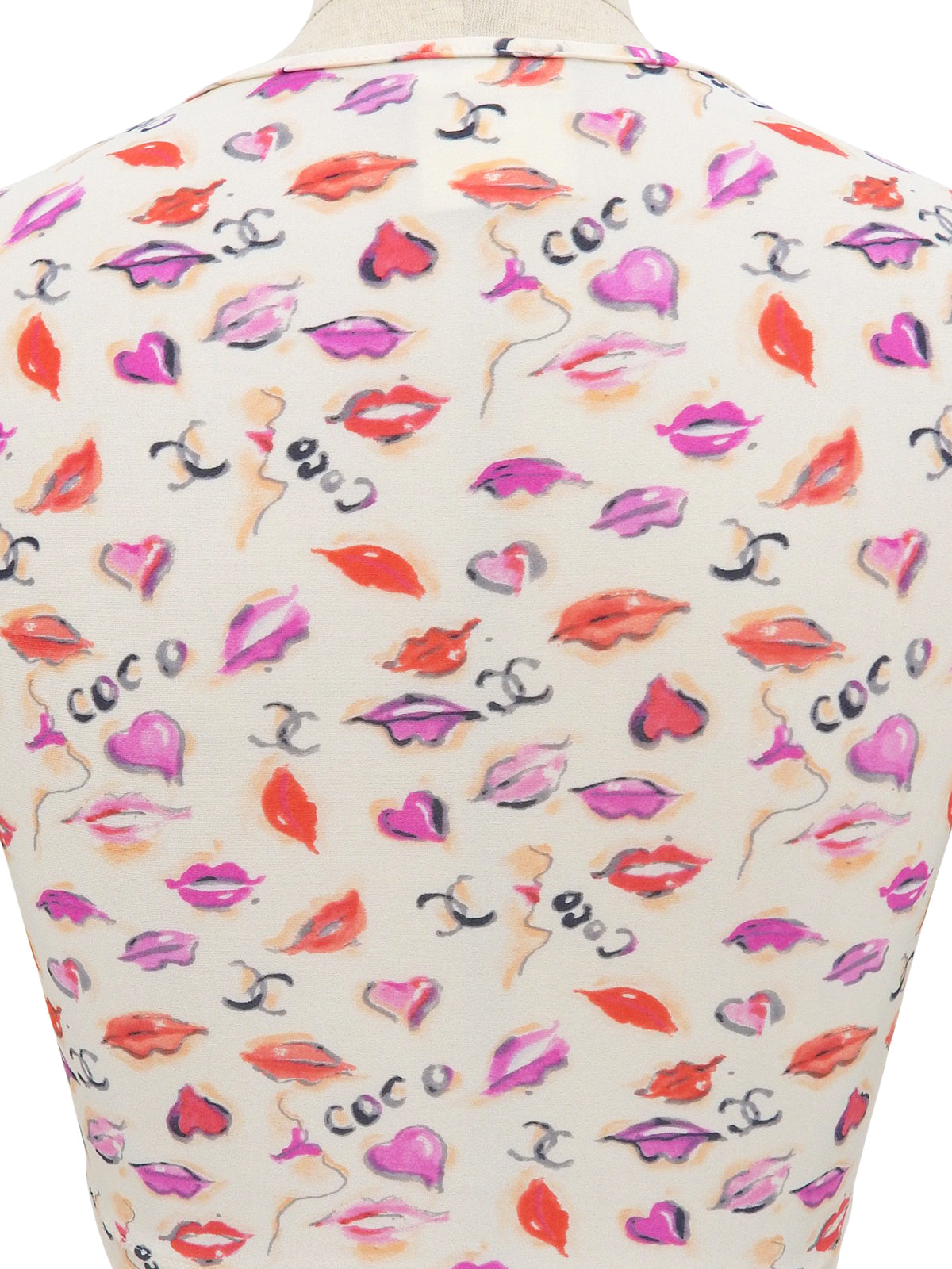 1995年製 リップパターンCCマークハーフスリーブトップス アイボリー/マルチカラー