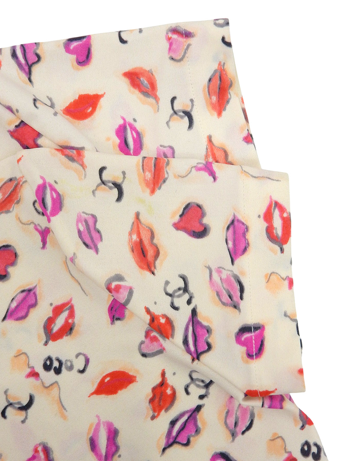 1995年製 リップパターンCCマークハーフスリーブトップス アイボリー/マルチカラー