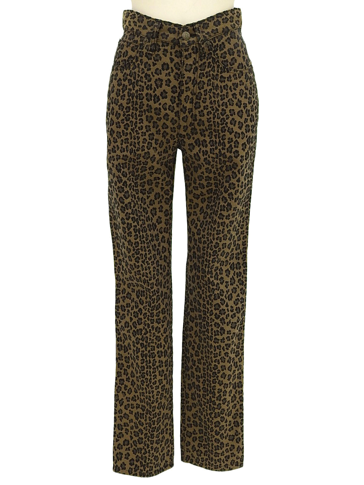 Cotton leopard print pants in brown/black