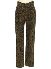 Cotton leopard print pants in brown/black