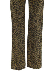 Cotton leopard print pants in brown/black