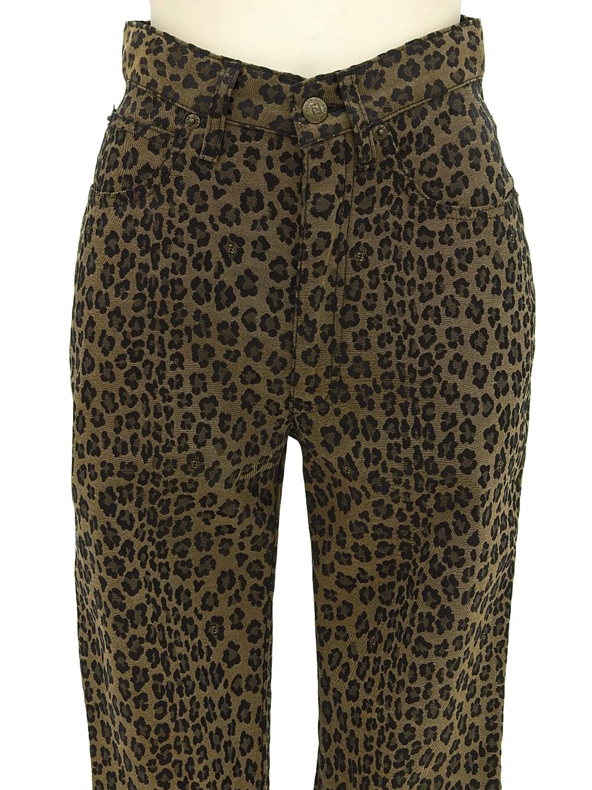 コットンレオパードパターンパンツ ブラウン/ブラック