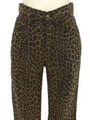 コットンレオパードパターンパンツ ブラウン/ブラック