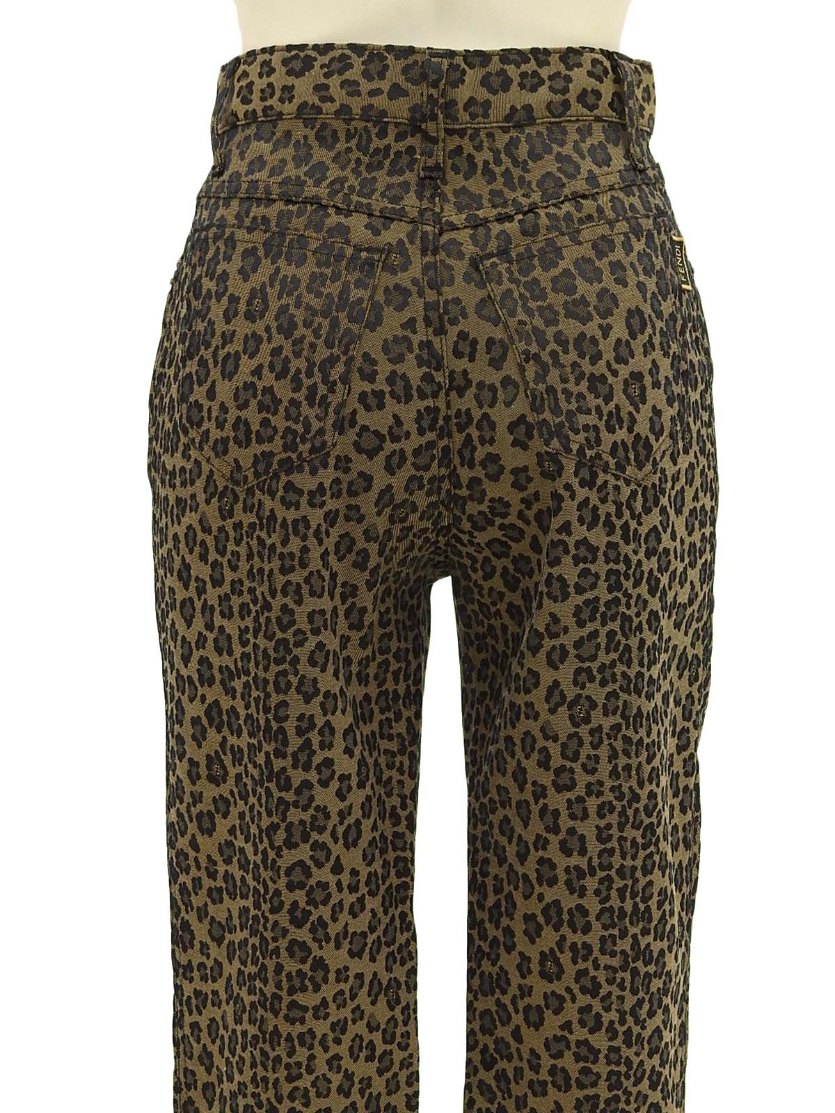 Cotton leopard print pants in brown/black
