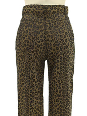 Cotton leopard print pants in brown/black