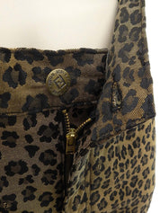 Cotton leopard print pants in brown/black