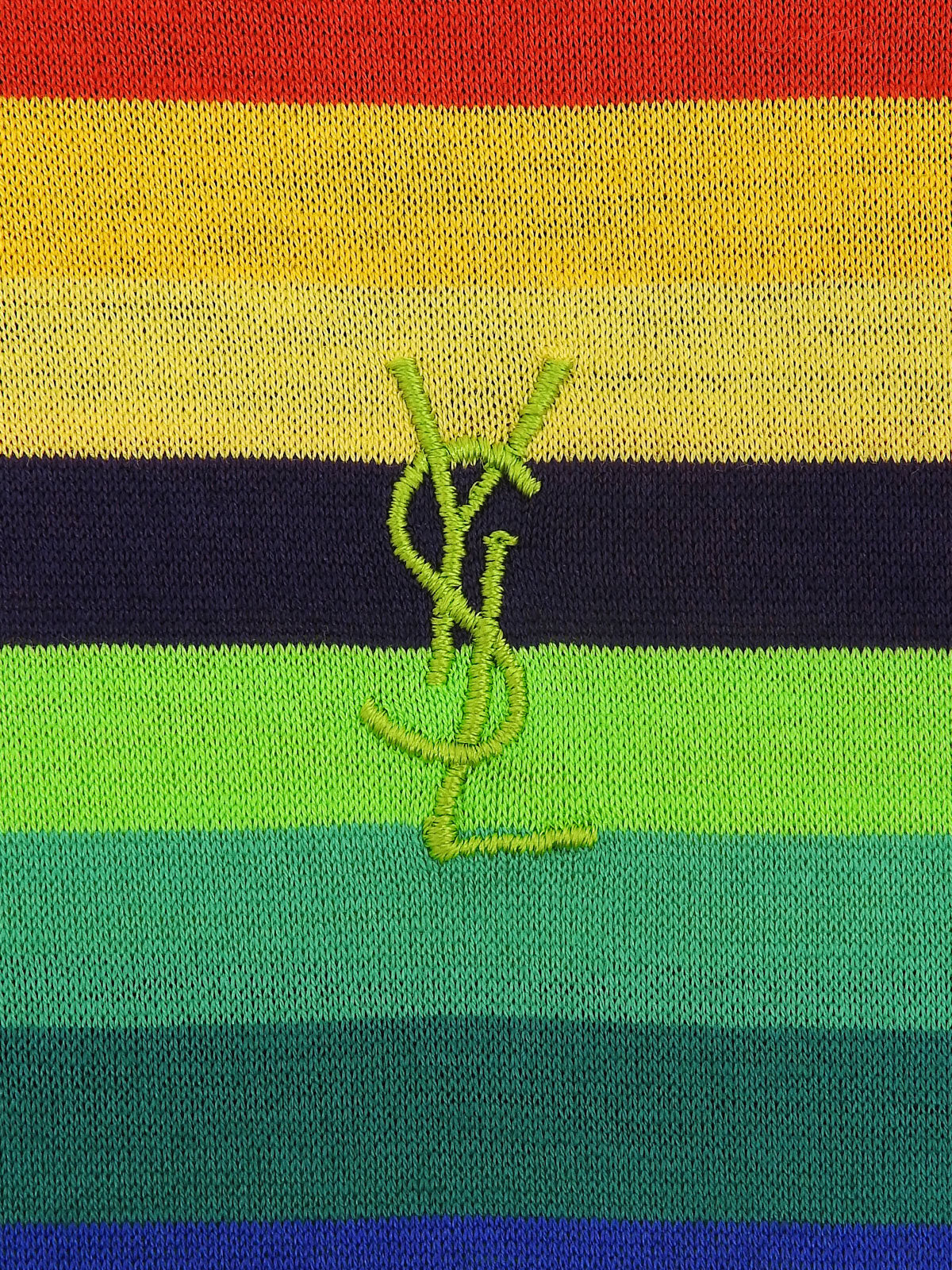 コットンレインボーパターン半袖トップス マルチカラー