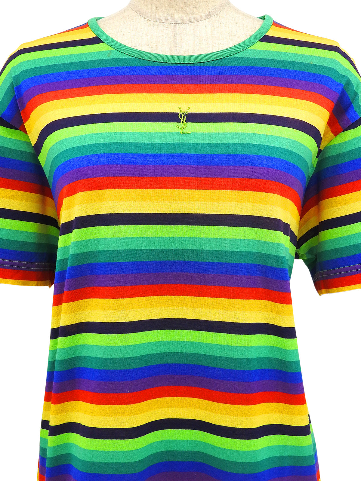 コットンレインボーパターン半袖トップス マルチカラー