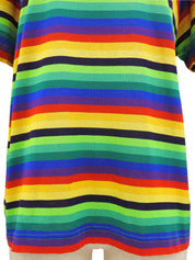 コットンレインボーパターンハーフスリーブトップス マルチカラー