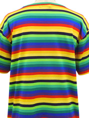 コットンレインボーパターンハーフスリーブトップス マルチカラー