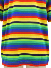 コットンレインボーパターンハーフスリーブトップス マルチカラー