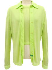 ナイロンロングスリーブボタンシャツアンサンブル　ライトグリーン