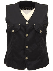 Cotton Medusa Button Vest in Black