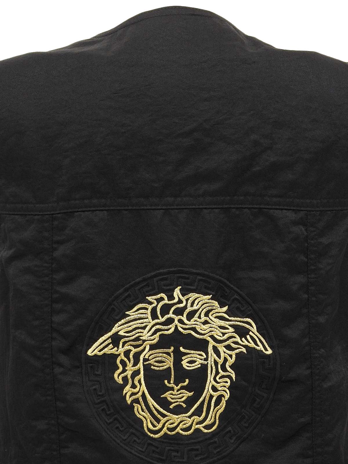 Cotton Medusa Button Vest in Black