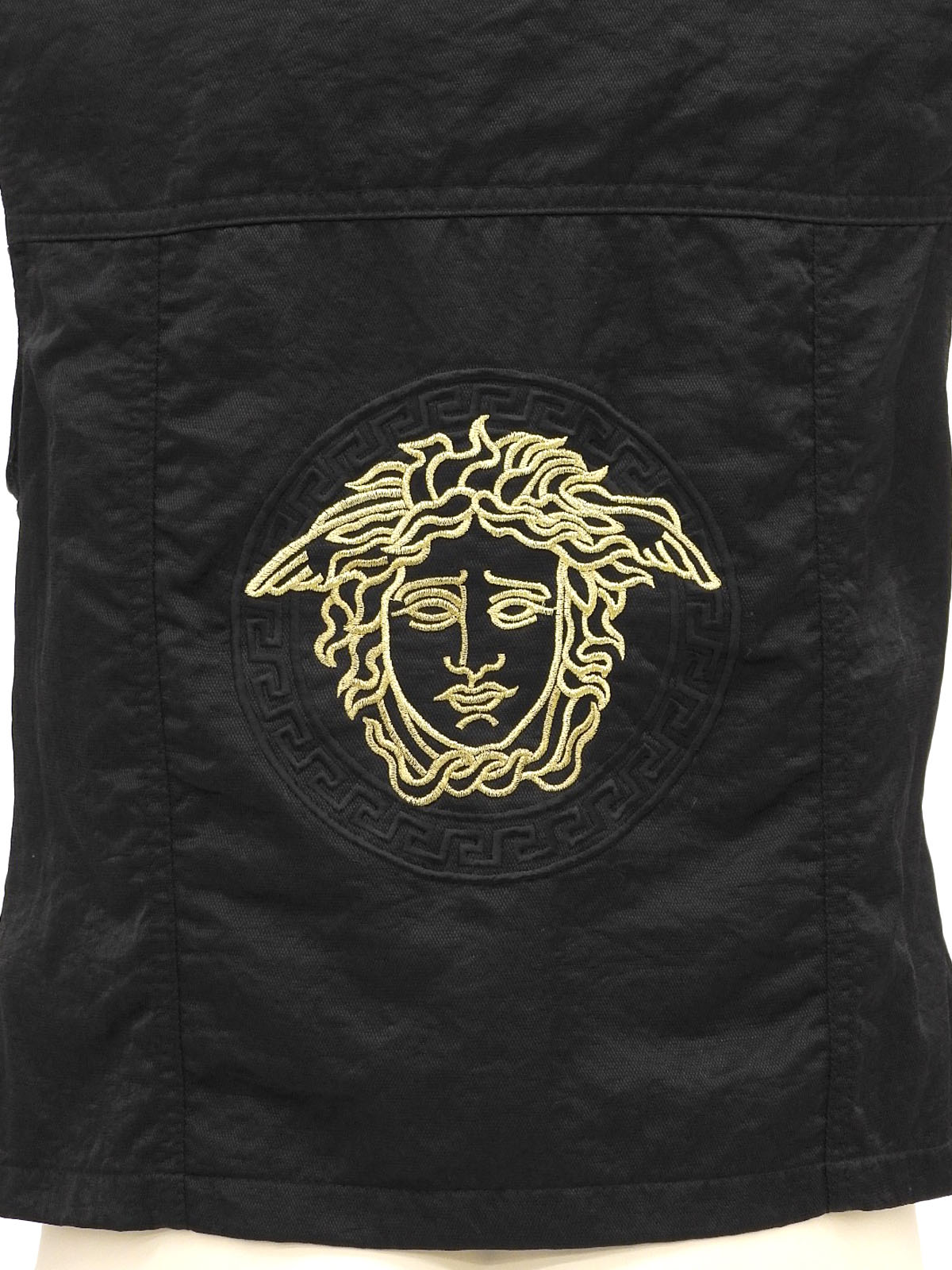 Cotton Medusa Button Vest in Black