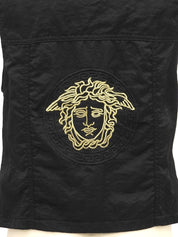 Cotton Medusa Button Vest in Black