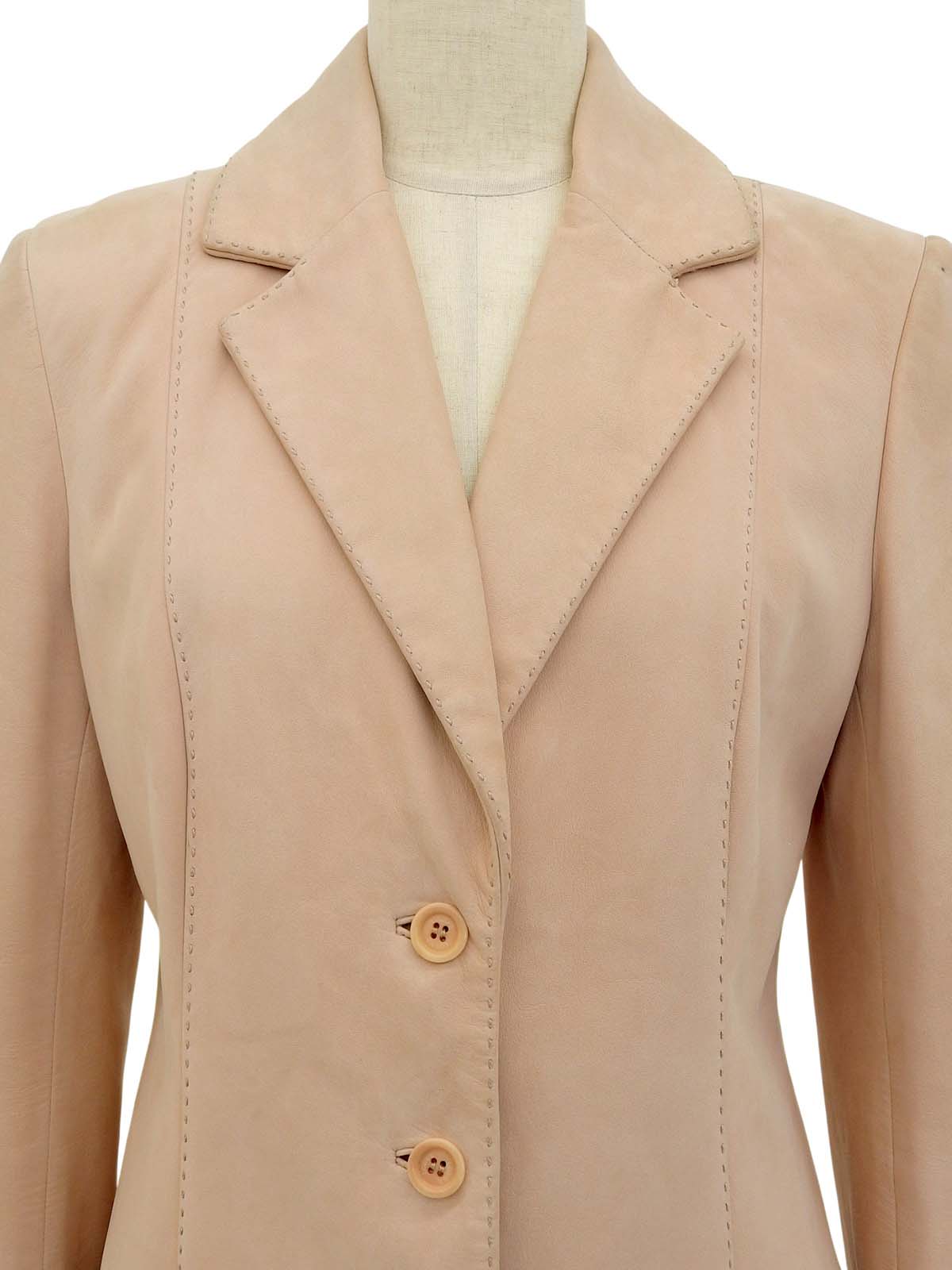 レザーロゴボタンジャケット ピンク