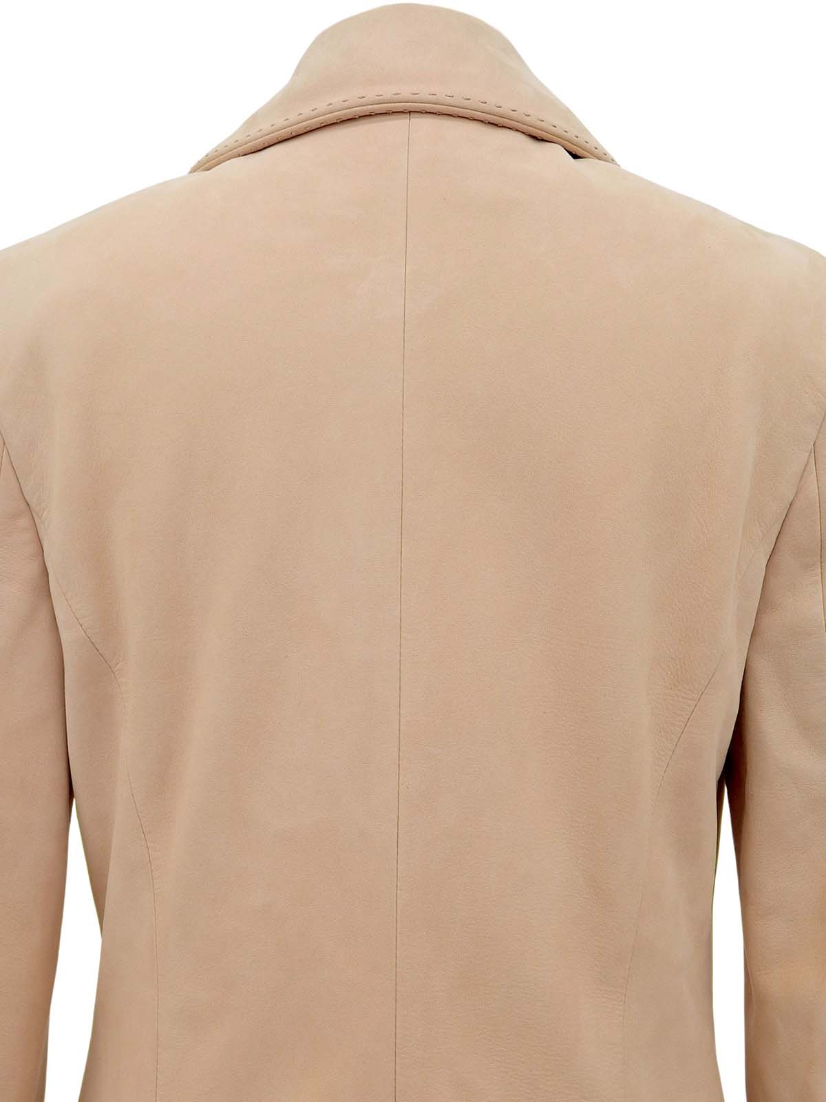 Pink Leather Logo Button Jacket