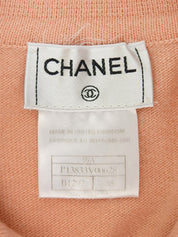 1999年製 カシミヤCCマークリボンカーディガン サーモンピンク