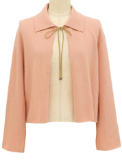 1999年製 カシミヤCCマークリボンカーディガン サーモンピンク