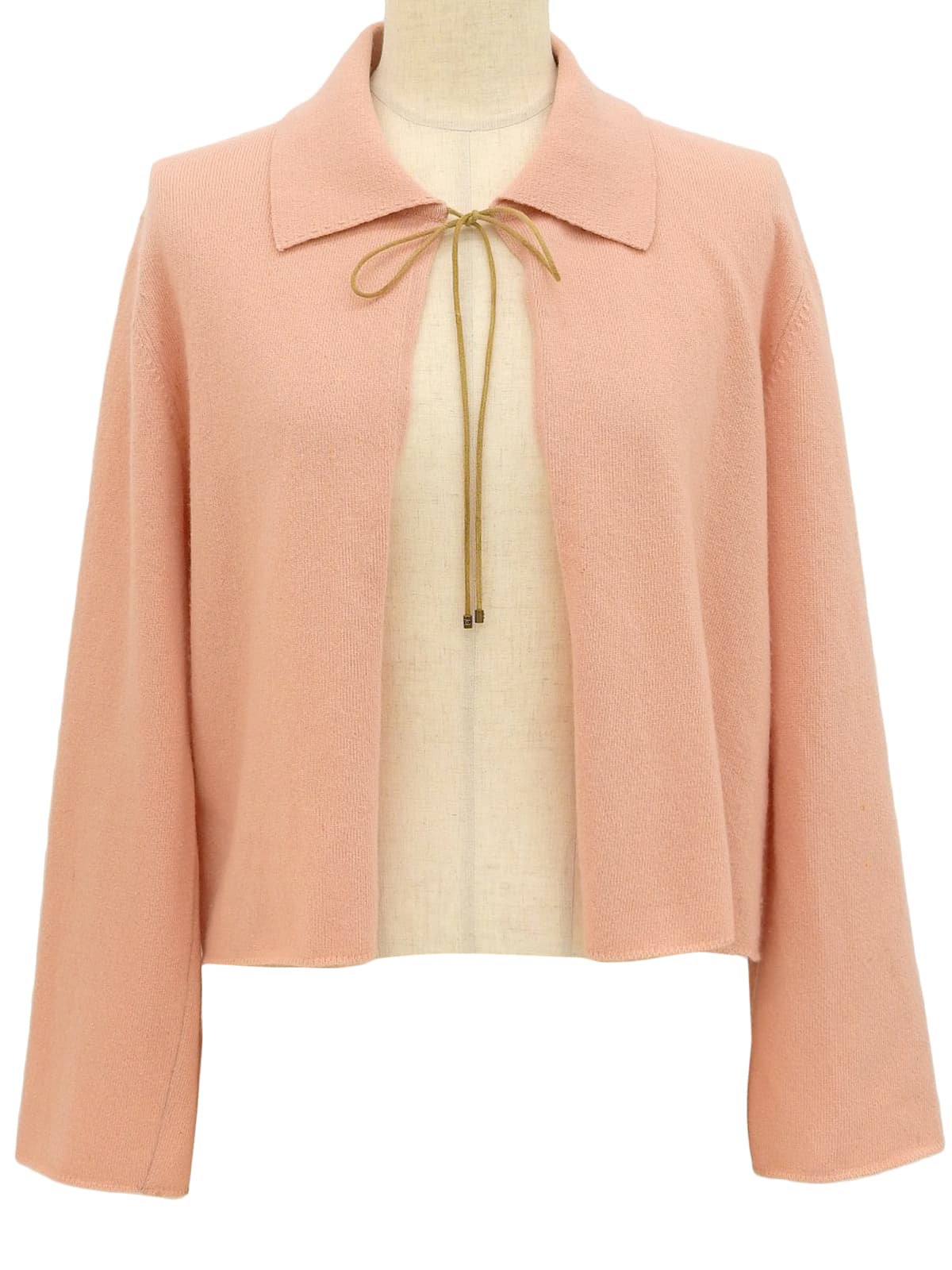 1999年製 カシミアCCマークリボンカーディガン サーモンピンク