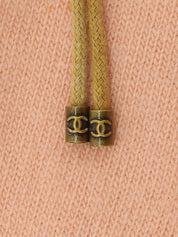 1999年製 カシミアCCマークリボンカーディガン サーモンピンク