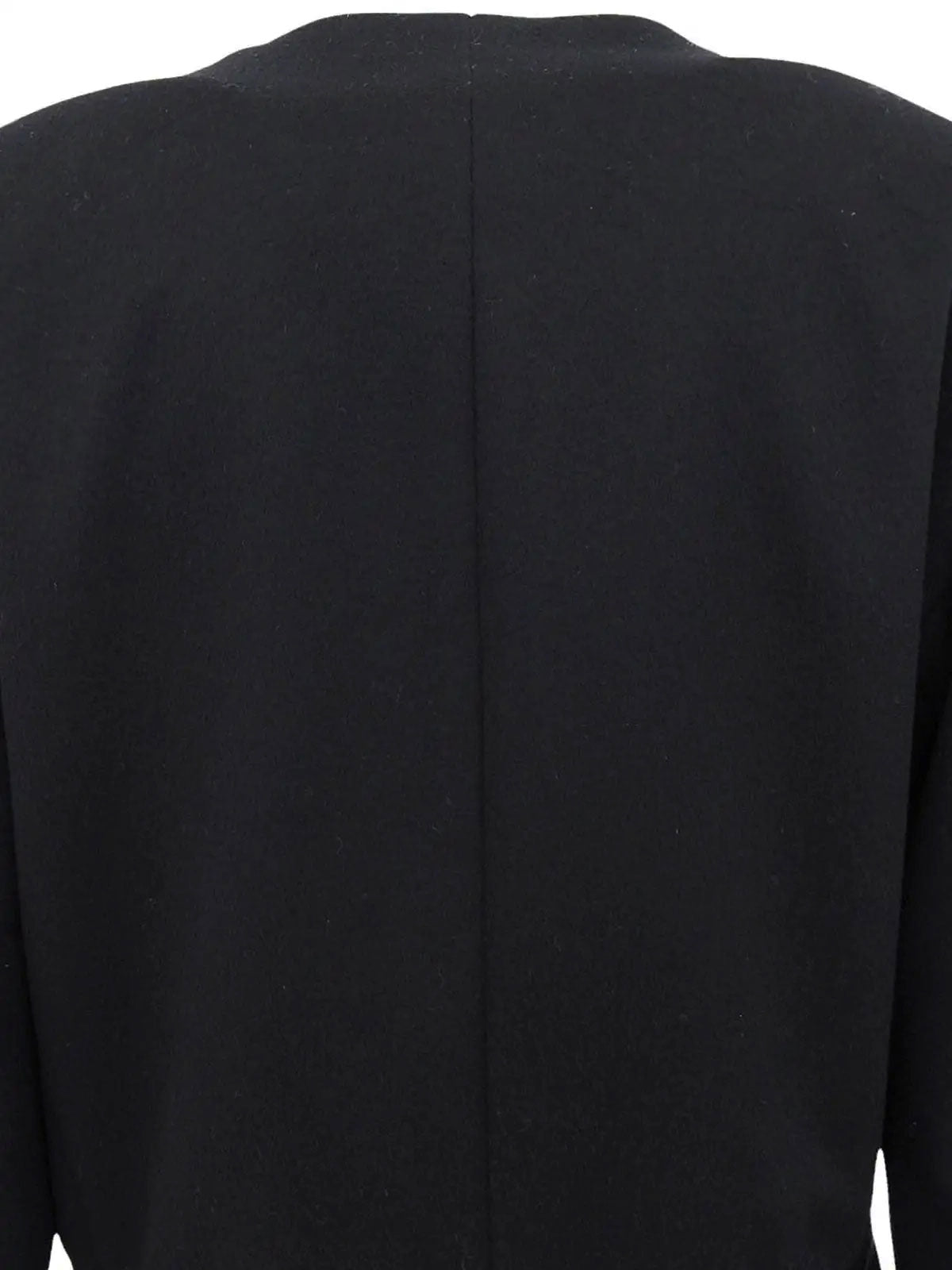 ウールロゴボタンノーカラージャケット ブラック