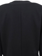 ウールロゴボタンノーカラージャケット ブラック