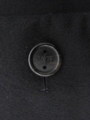 Wool logo button collarless jacket in black