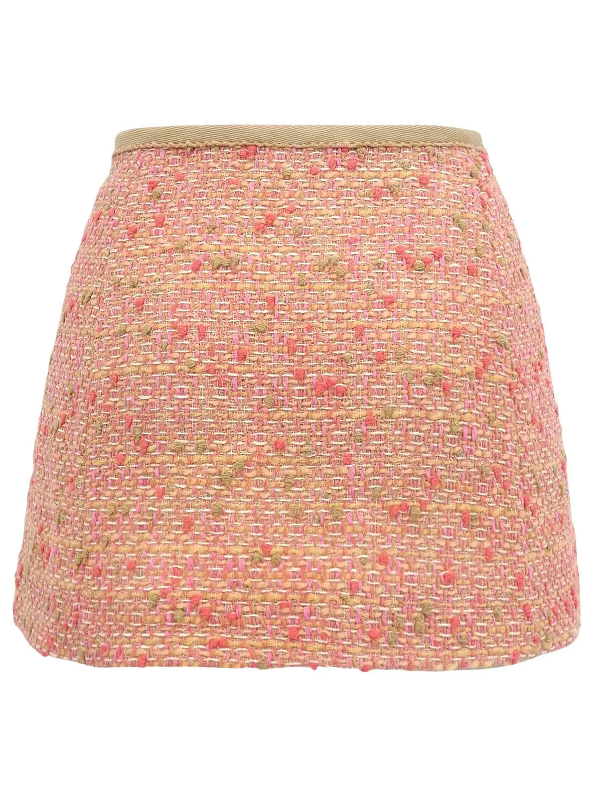 Tweed mini skirt in beige/pink
