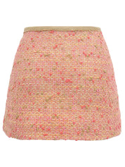 Tweed mini skirt in beige/pink
