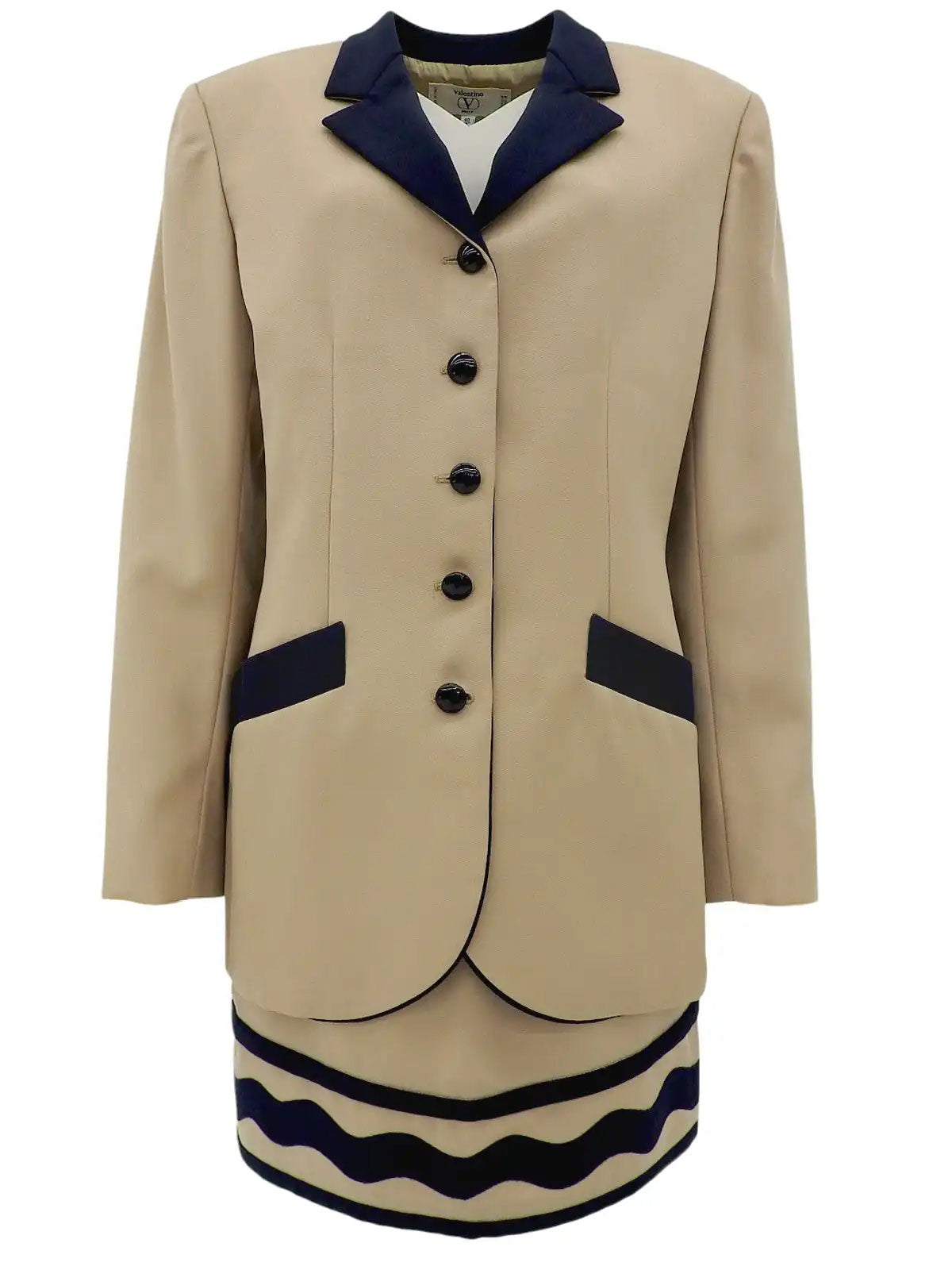 ウールセットアップ ベージュ/ネイビー