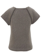 Ribbon Charm Half Sleeve Knit Top in Greige
