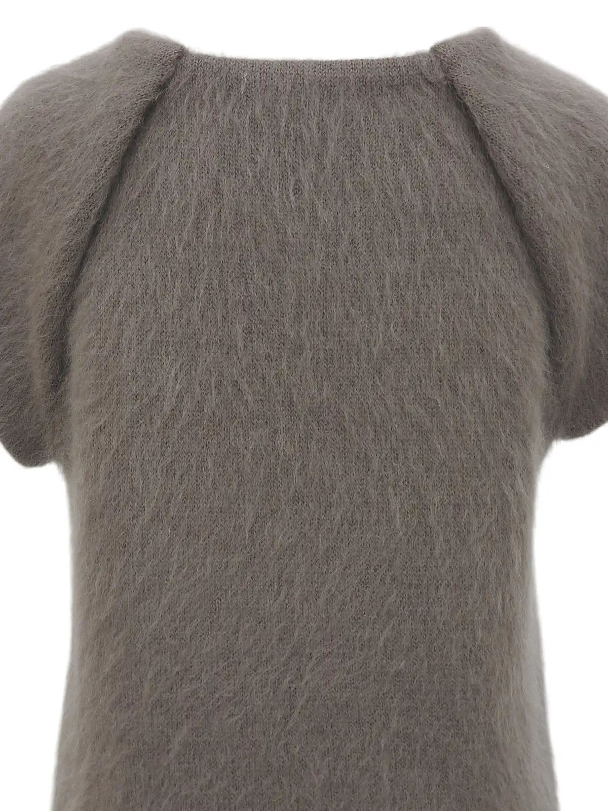 Ribbon Charm Half Sleeve Knit Top in Greige
