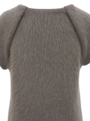 Ribbon Charm Half Sleeve Knit Top in Greige