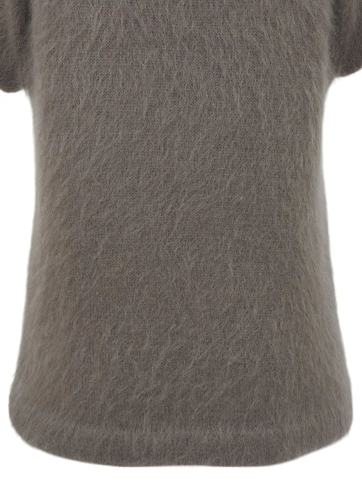 Ribbon Charm Half Sleeve Knit Top in Greige