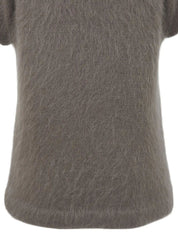 Ribbon Charm Half Sleeve Knit Top in Greige