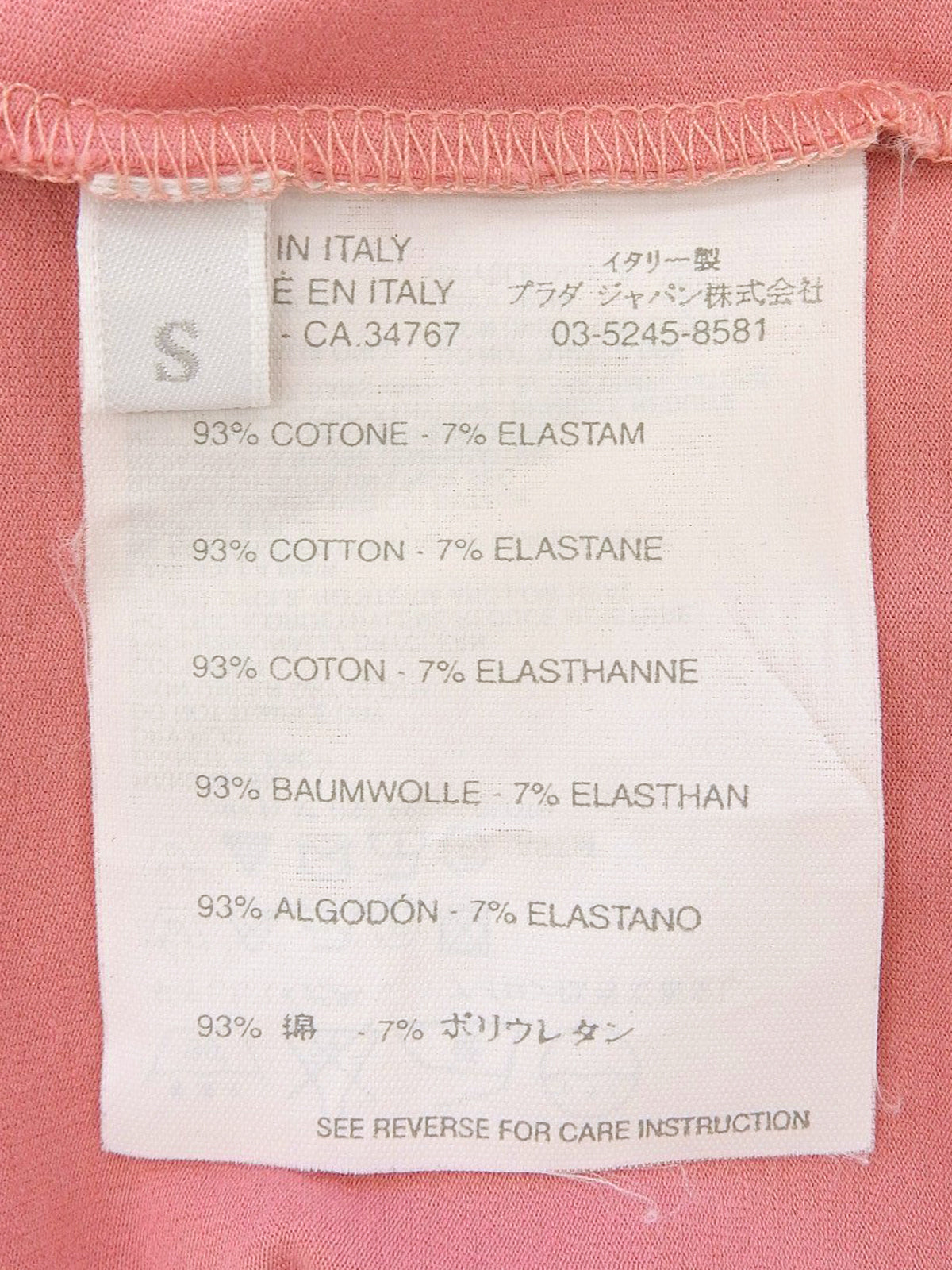 Pink cotton V-neck 3/4 sleeve top