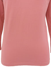 Pink cotton V-neck 3/4 sleeve top